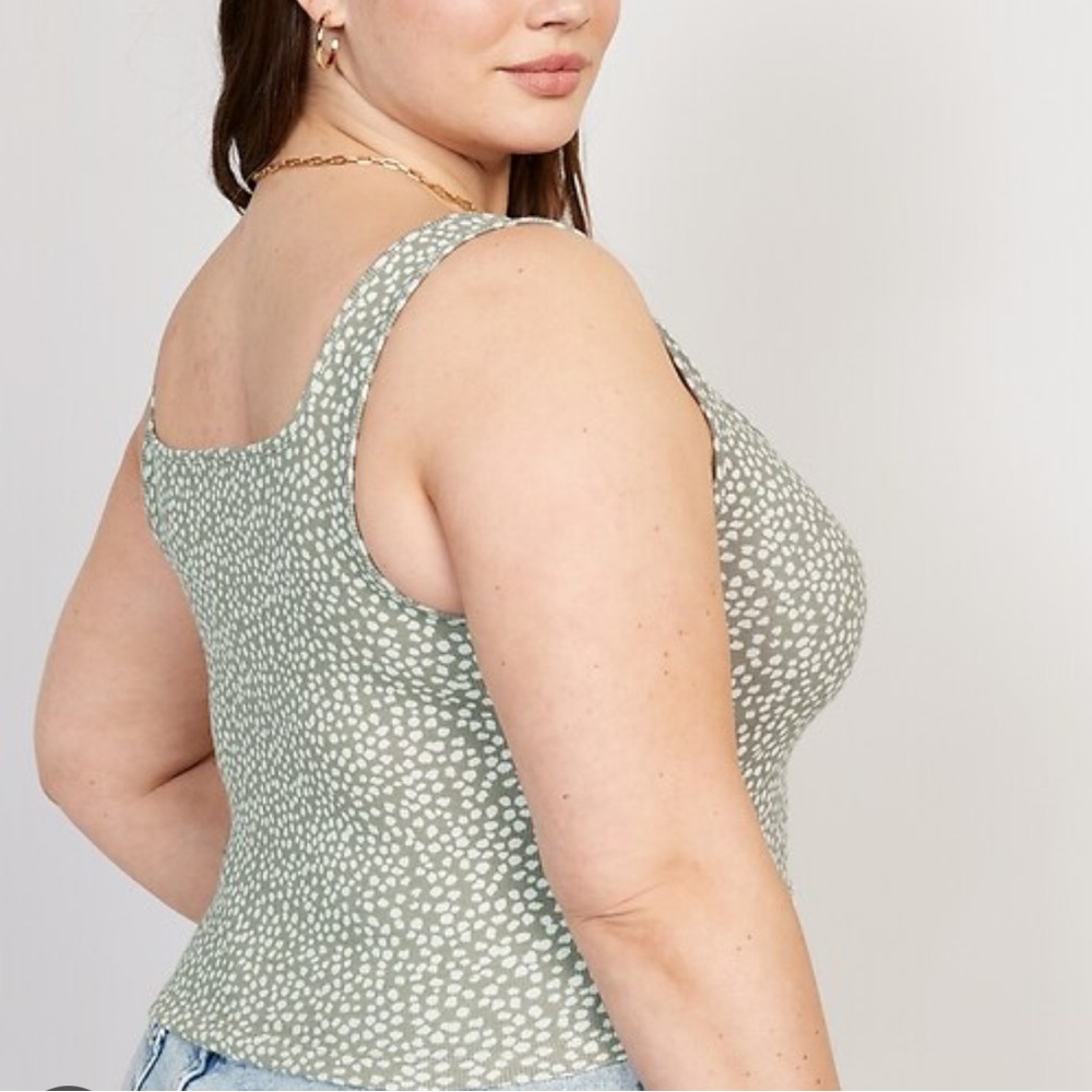 Fitted Printed Square-Neck Ultra-Crop Rib-Knit Tank Top | Old Navy